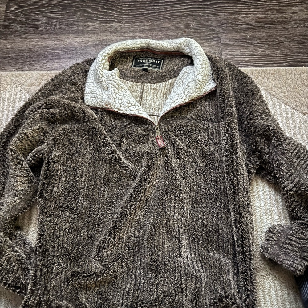 True Grit Gray and Cream Sherpa Jacket